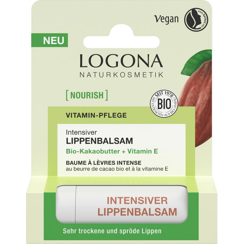 Logona NOURISH Intensiver Lippenbalsam Bio-Kakaobutter + Vitamin E - Produktbild