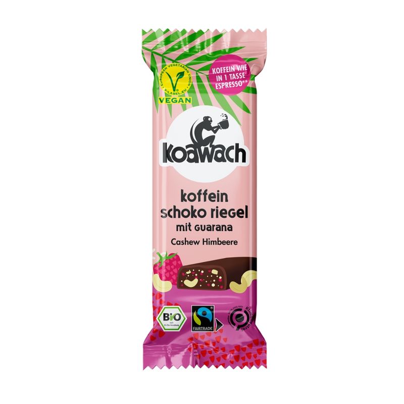 koawach Koffein Schoko Riegel Cashew Himbeere 35g - Produktbild