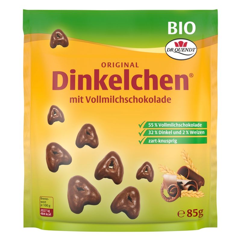 Dr. Quendt  Original Dinkelchen® mit Vollmilchschokolade 85 g Bio - Produktbild