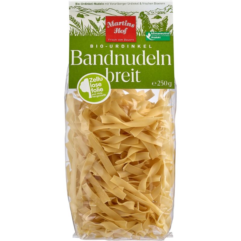 Martinshof - Frisch vom Bauern Bio Urdinkel Bandnudelnbreit mit Vorarlberger Urdinkel & und 4 Martinshof Bioeiern - Produktbild