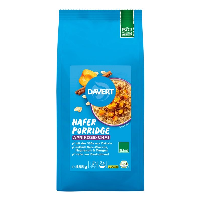 Davert XL Porridge Aprikose-Chai Bioland 455 g - Produktbild