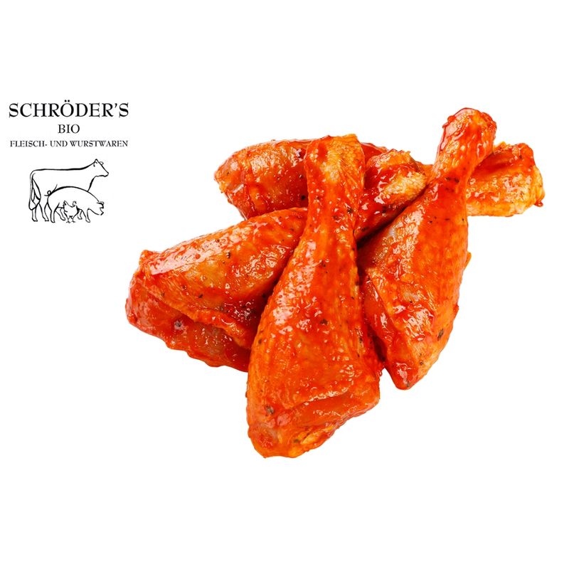 Schröder's Bio Fleisch- und Wurstwaren Hähnchenunterkeule Barbecue 4x100 g - Produktbild