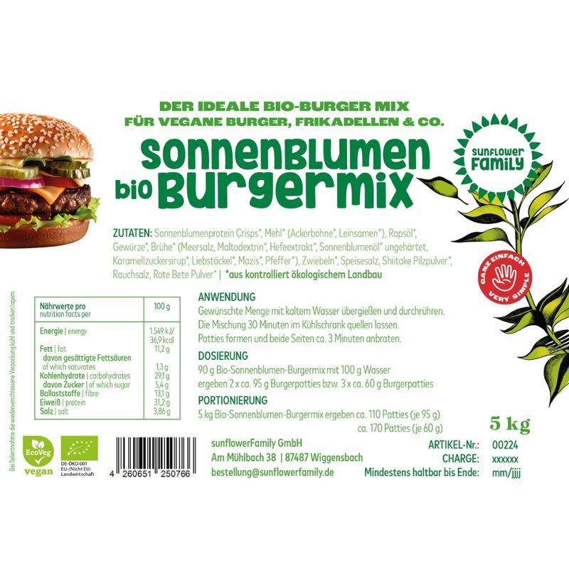 SunflowerFamily Veganer Burgermix BIO - Produktbild