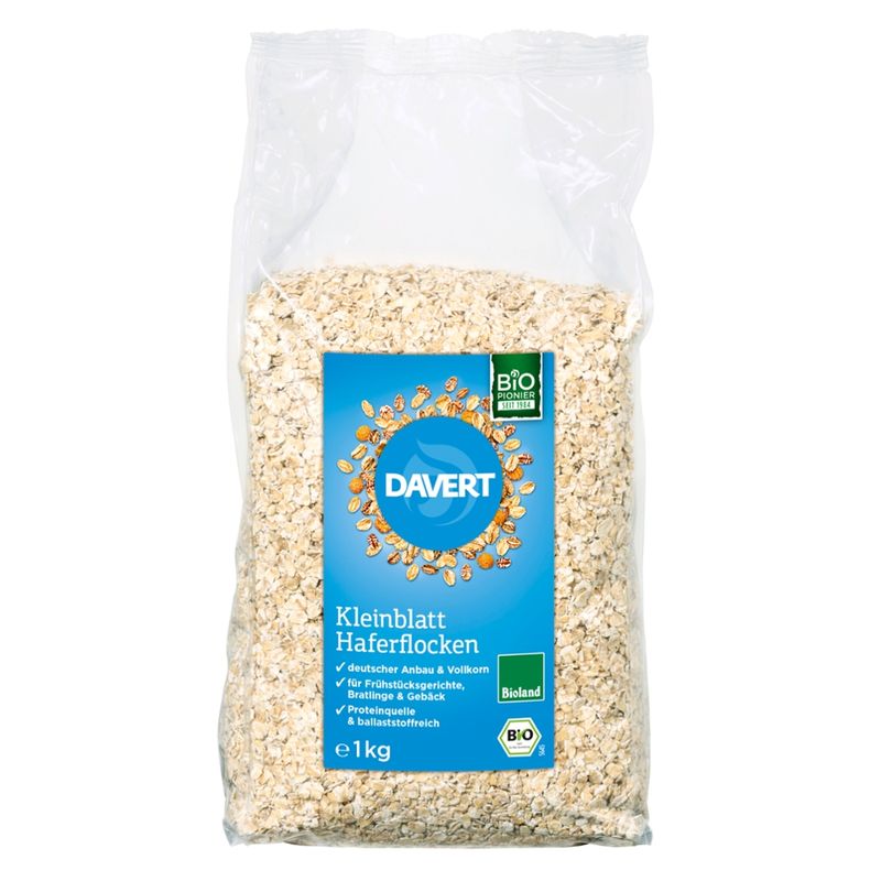 Davert Kleinblatt Haferflocken Bioland, 1kg - Produktbild