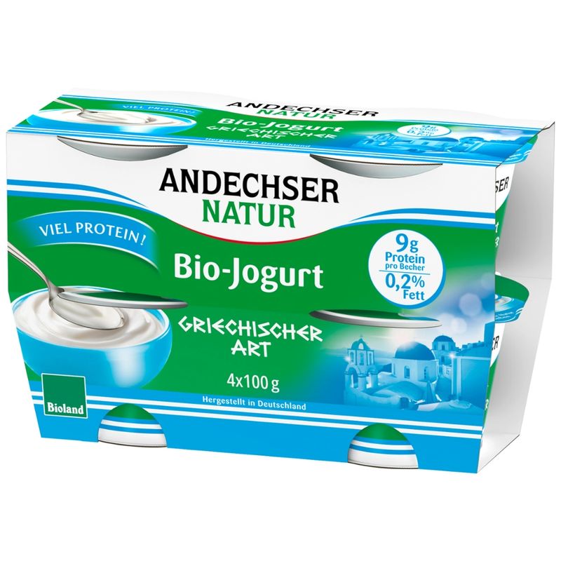 Andechser Natur AN Bio-Jogurt griechischer Art 0,2% 4x100g Cluster - Produktbild