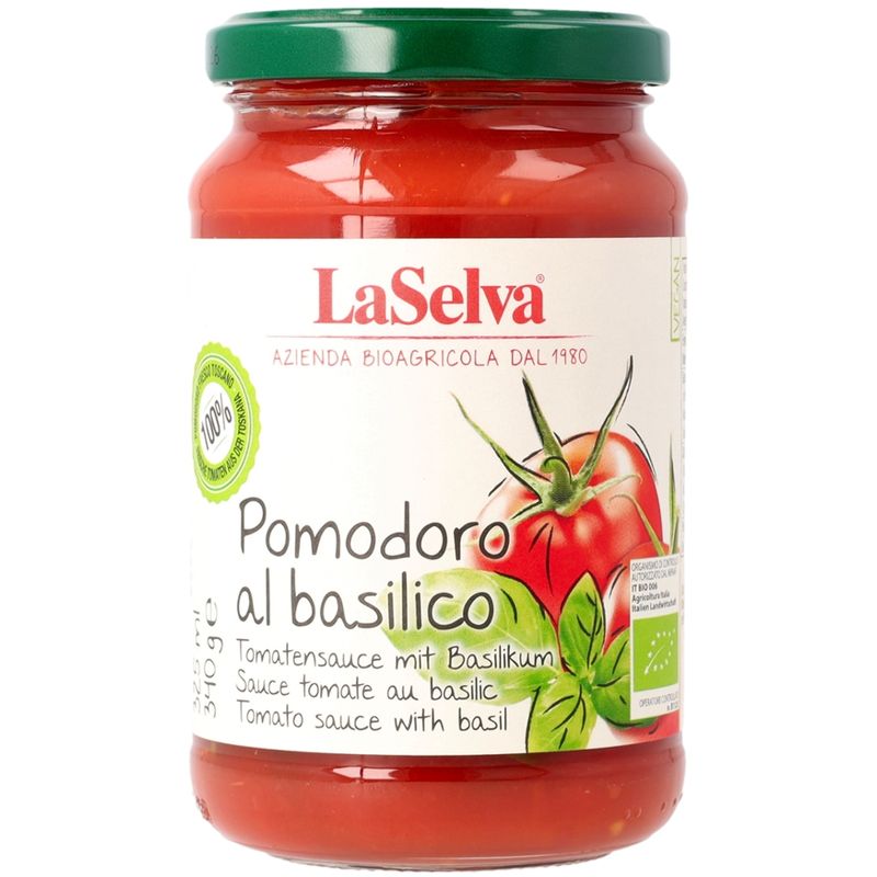 LaSelva Tomatensauce mit frischem Basilikum - Pomodoro al basilico - Produktbild