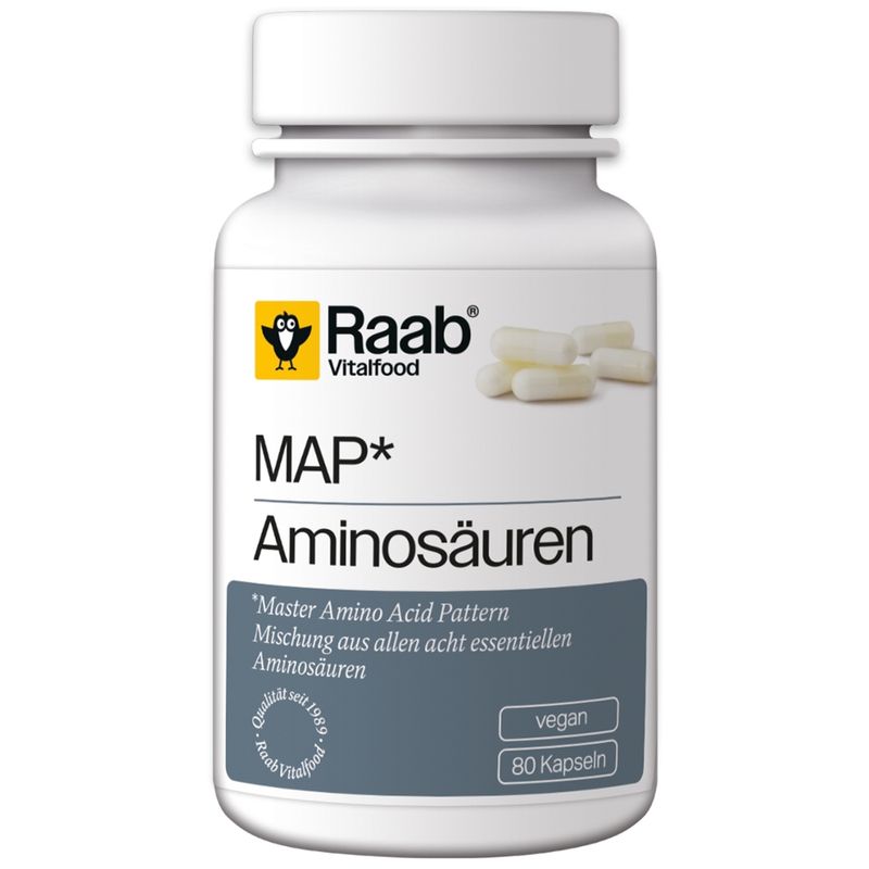 Raab Vitalfood MAP Aminosäuren 80 Kapseln à 600 mg - Produktbild