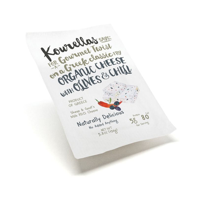 Kourellas Says CHEESE WITH OLIVES & CHILI ORGANIC SHEEP & GOAT MILK VAC.150g - Produktbild
