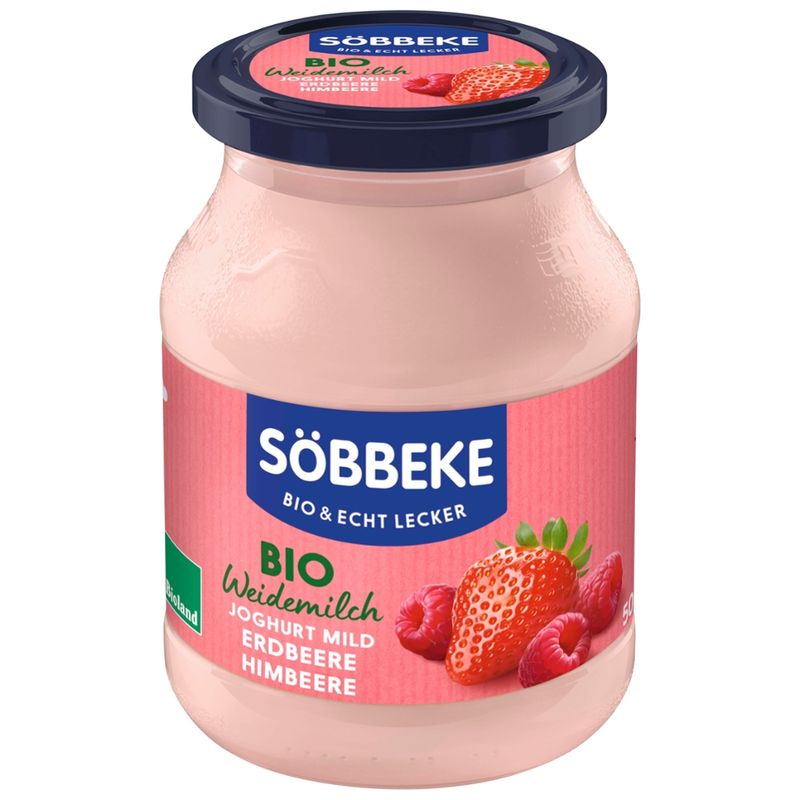 Söbbeke Bio Weidemilch Joghurt mild Erdbeere-Himbeere 3,8 % Fett - Produktbild