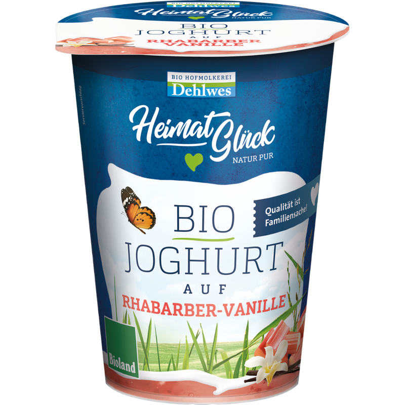 HeimatGlück BIO-Joghurt auf Rhabarber-Vanille 3,5% Fett 400g - Produktbild