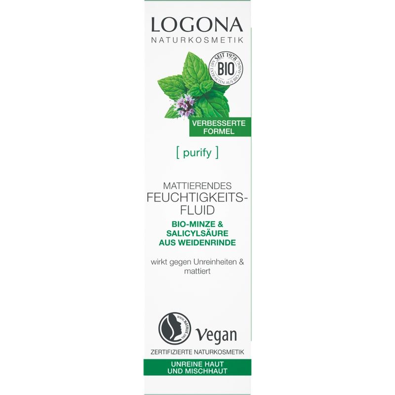 Logona PURIFY Mattierendes Feuchtigkeitsfluid Bio-Minze & Salicylsäure - Produktbild