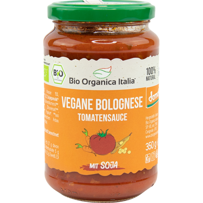 Bio Organica Italia Vegane Bolognese Tomaten Sauce mit Soja DEMETER 350 g - Produktbild