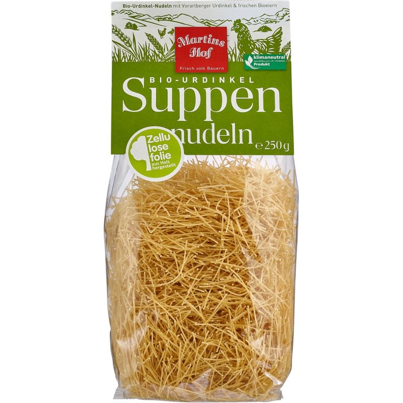 Martinshof - Frisch vom Bauern Bio Urdinkel Suppennudeln 250g mit Vorarlberger Urdinkel & 4 Martinshof Bioeiern - Produktbild