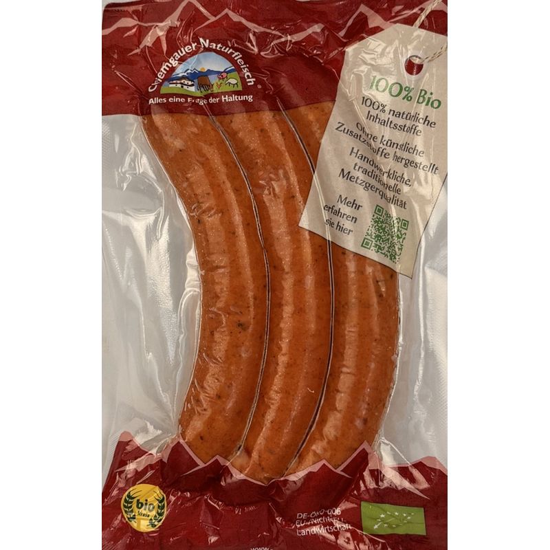 Chiemgauer Naturfleisch Bio-Rinderknacker, 3 St. 210g, SB - Produktbild