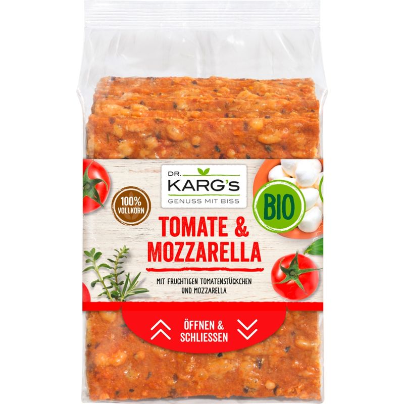 Dr. Karg´s Genuss mit Biss Bio Vollkorn-Knäckebrot Tomate & Mozzarella - Produktbild
