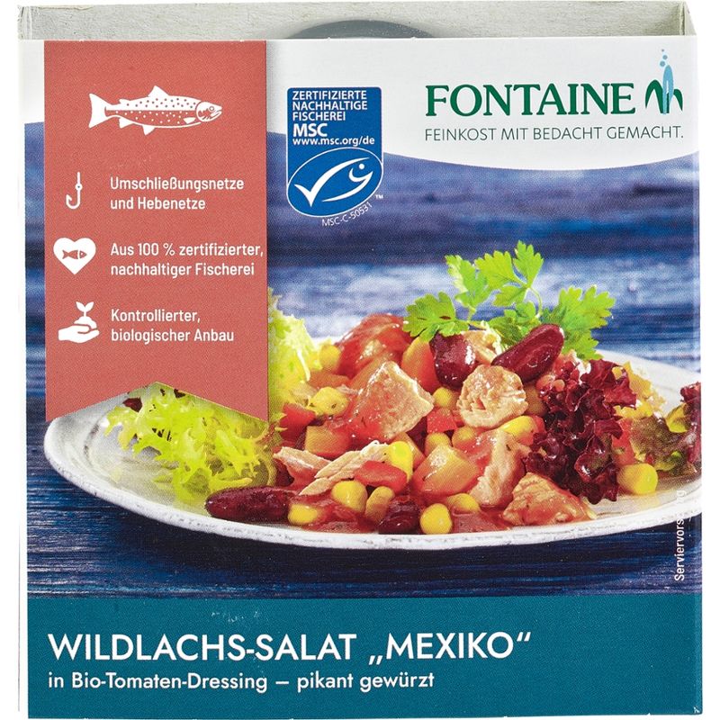Fontaine Wildlachs-Salat Mexiko in Bio-Tomatendressing – pikant gewürzt - Produktbild