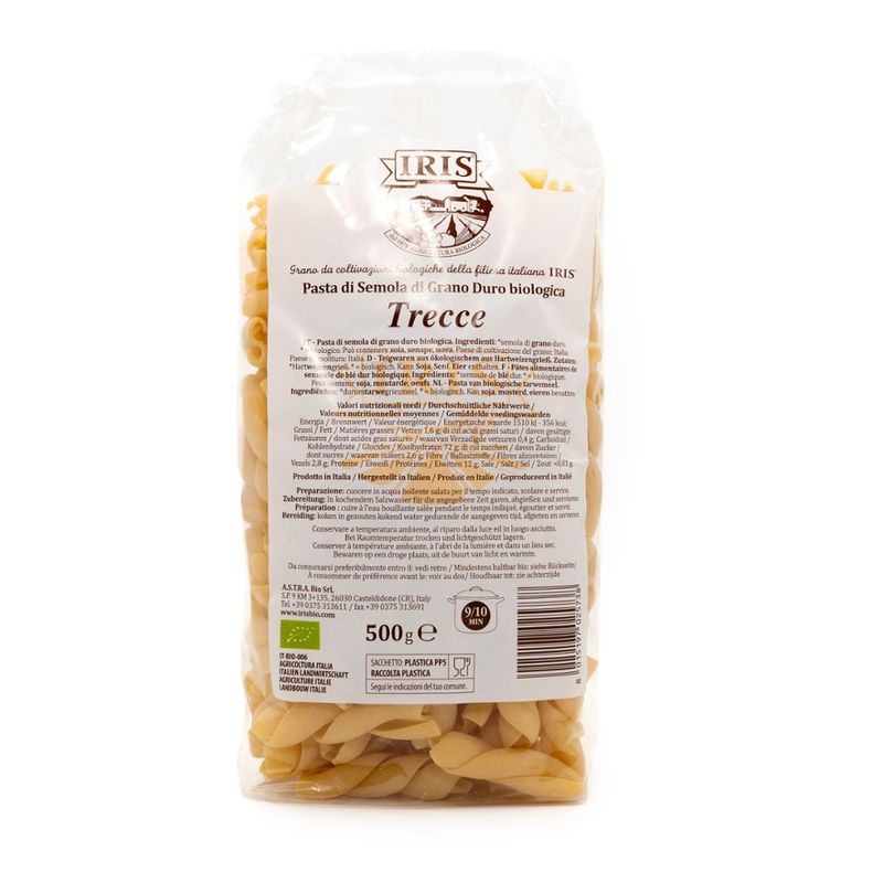 IRIS  Trecce hell aus ökologischer Hartweizengriess vom 100% Italienischen IRIS Landwirtschaftlichekette 500g - Produktbild