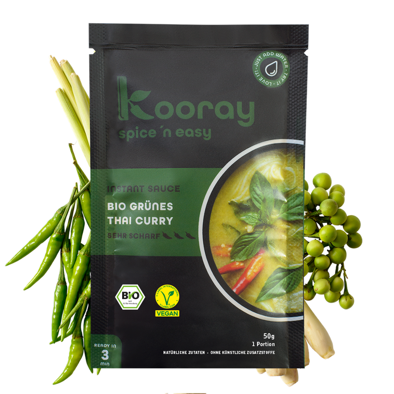 Kooray spice 'n easy Kooray spice ' n easy I Instant Sauce I Bio grünes Thai Curry I sehr scharf - Produktbild