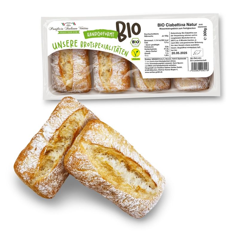 Panificio Italiano Veritas BIO Ciabattina Natur 300g - Weizenkleingebäck zum Fertigbacken Italiano Veritas GmbH - Produktbild