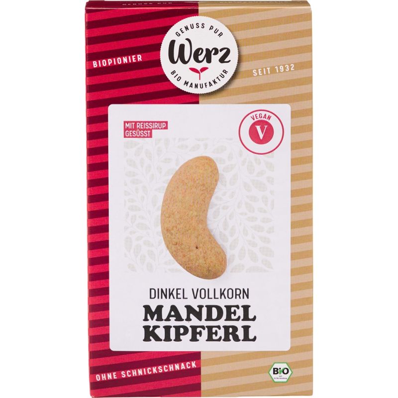 Naturkornmühle Werz Mandel Kipferl, Dinkel Vollkorngebäck - Produktbild