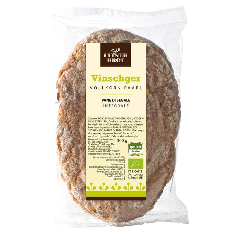 ULTNER BROT KG des Schwienbacher R. & Co. Bio Vollkorn Vinschger Paarl - Produktbild