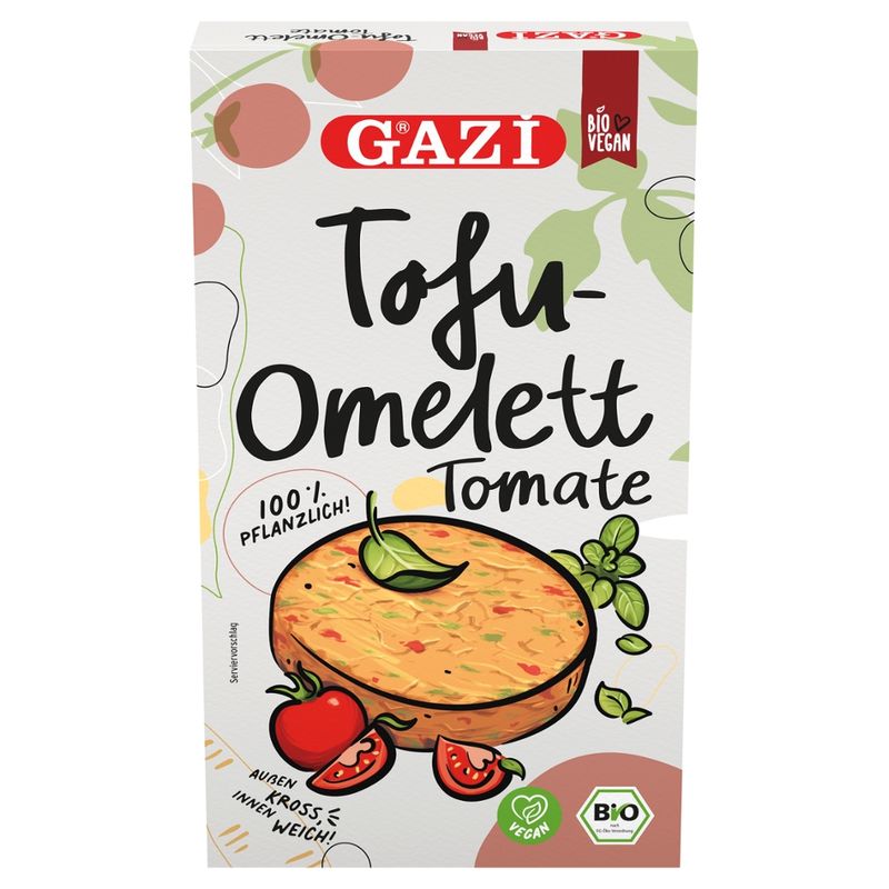GAZi BIO GAZi VEGAN Bio-Tofu-Omelett Tomate 6x180g - je 2x90g separat verpackt - Produktbild