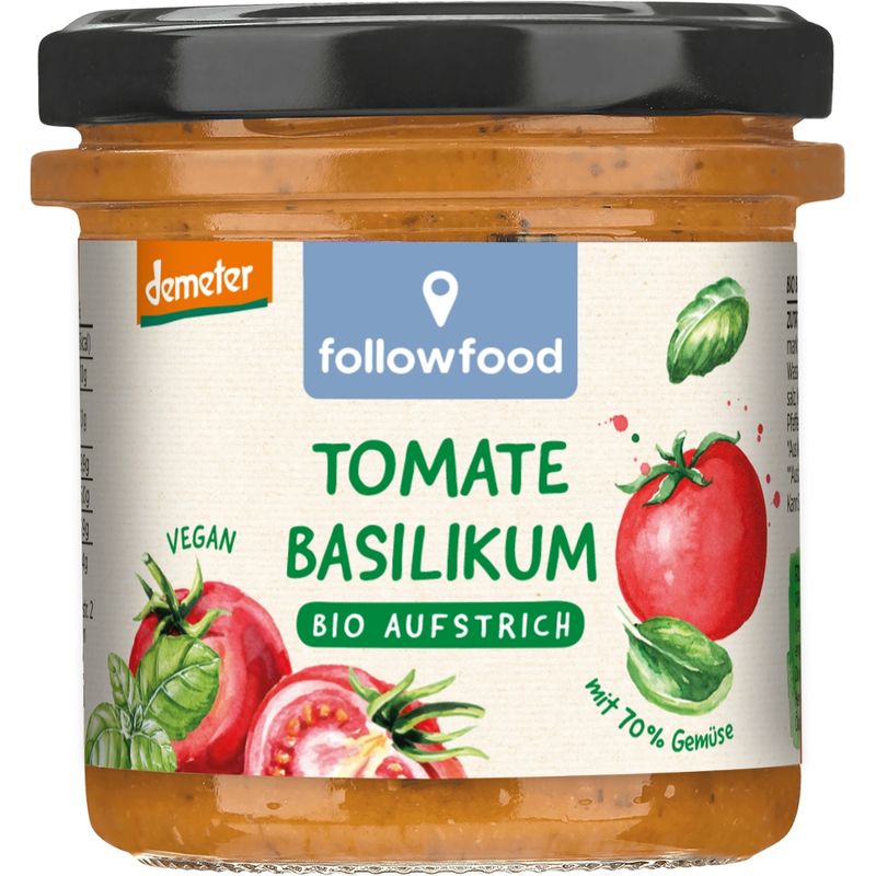 followfood Bio Aufstrich Tomate Basilikum vegan demeter - Produktbild