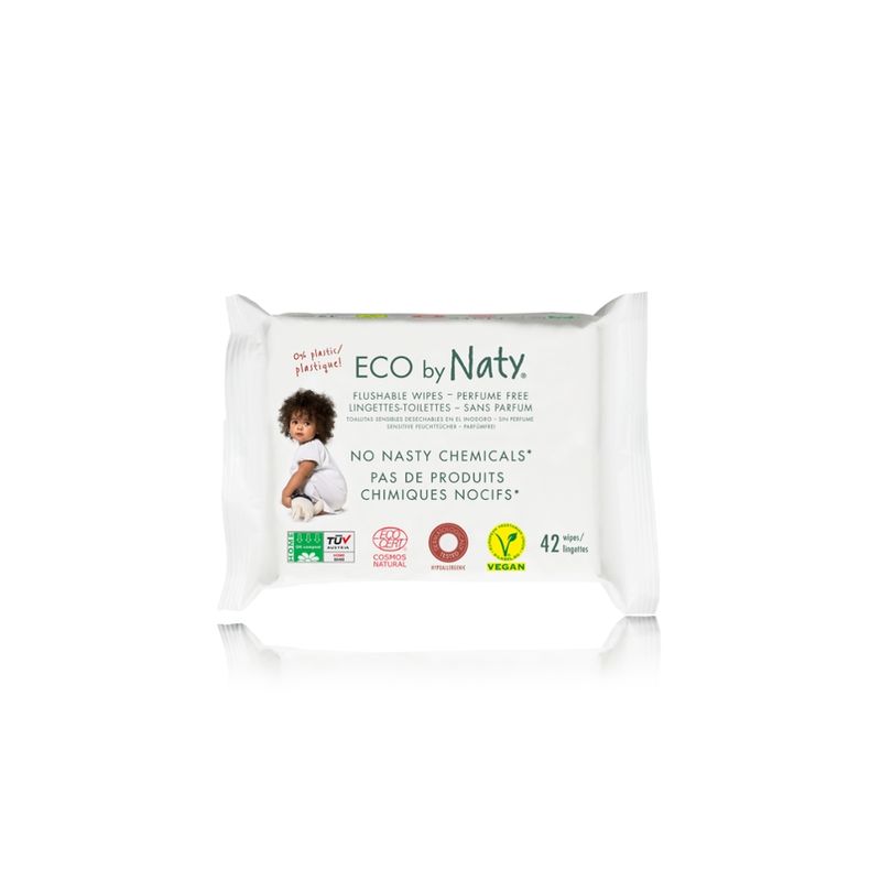 Eco by Naty Eco by Naty Toiletten Feuchttücher 42 Stück je Packung, können in der Toilette heruntergespült werden, feuchte Toilettentücher - Produktbild