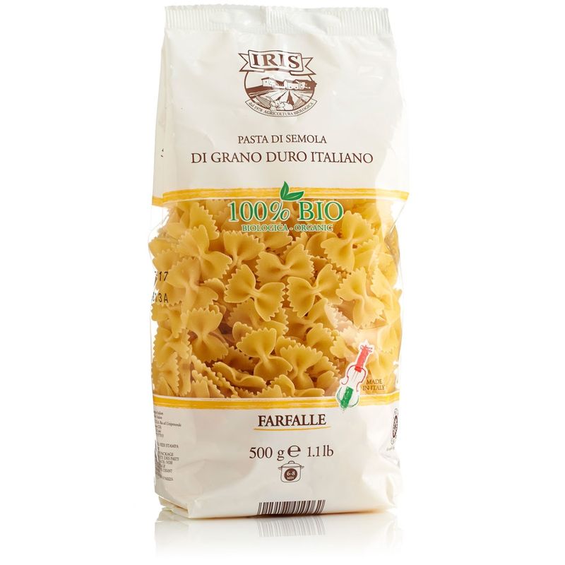 IRIS  Farfalle hell aus oekologischem Hartweizengriess 500 g von der IRIS Landwirtschaftskette 100% italienisch - Produktbild