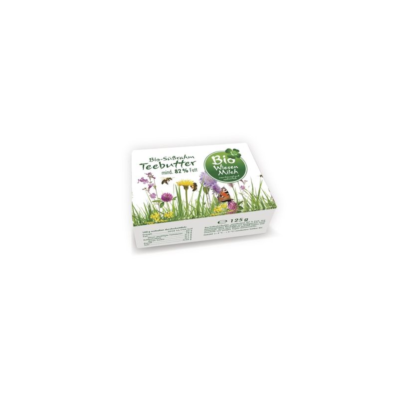 BioWiesenmilch Bio Wiesenmilch Teebutter, 82% Fett, aus pasteurisiertem Rahm aus Biomilch - Produktbild