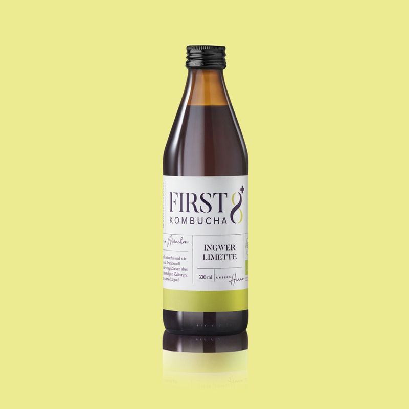 FIRST8 Kombucha Manufaktur FIRST8 Kombucha Manufaktur München - Bio Kombucha - INGWER-LIMETTE - Produktbild