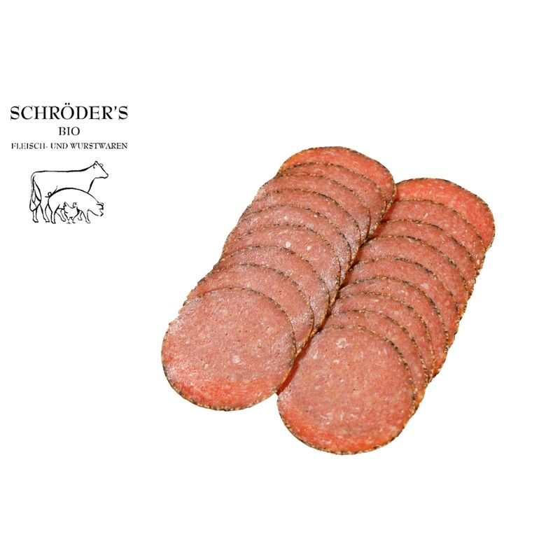 Schröder's Bio Fleisch- und Wurstwaren Geflügelmettwurst mit Pfefferrand 80 g in Scheiben - Produktbild