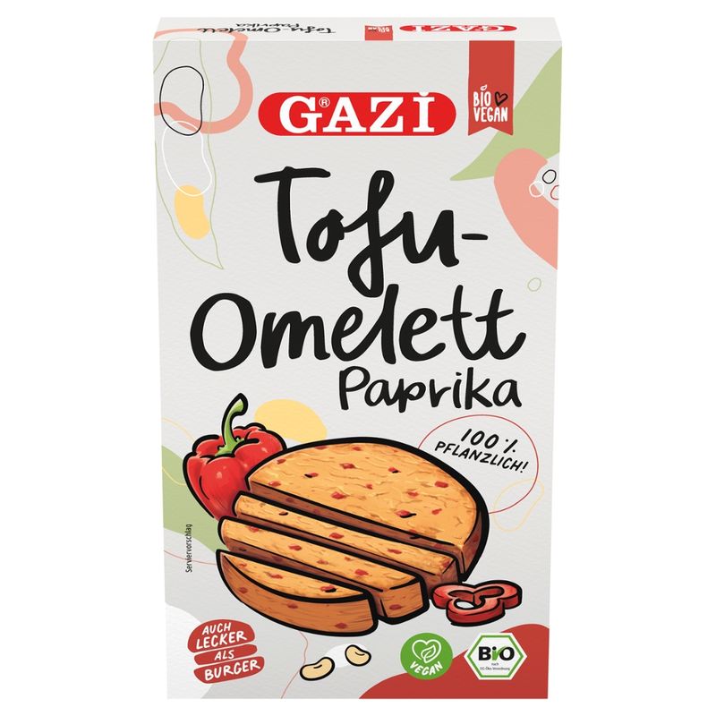 GAZi BIO GAZi VEGAN Bio-Tofu-Omelett Paprika 6x180g - je 2x90g separat verpack - Produktbild