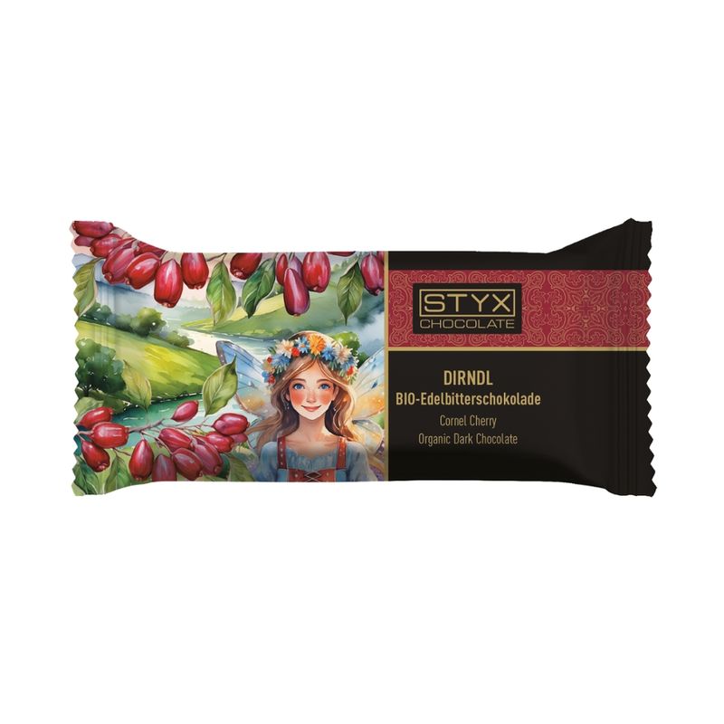 Styx Naturcosmetic BIO-Edelbitterschokolade gefüllt mit 70% Dirndl-Ganache, alkoholhältig 70g - Produktbild