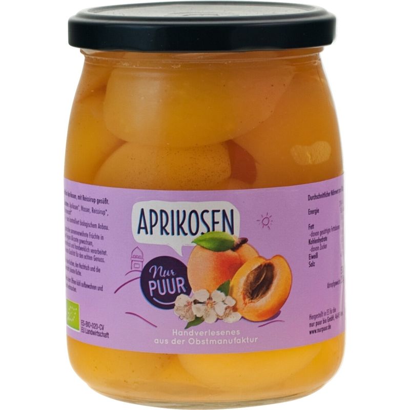 Nur Puur Aprikosen, halbe Frucht, m. Reissirup gesüßt - Produktbild