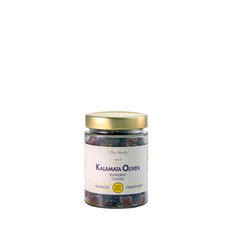 Vita Verde Kalamata Oliven entkernt classic 180 g in 100 % Rohkostqualität - Produktbild