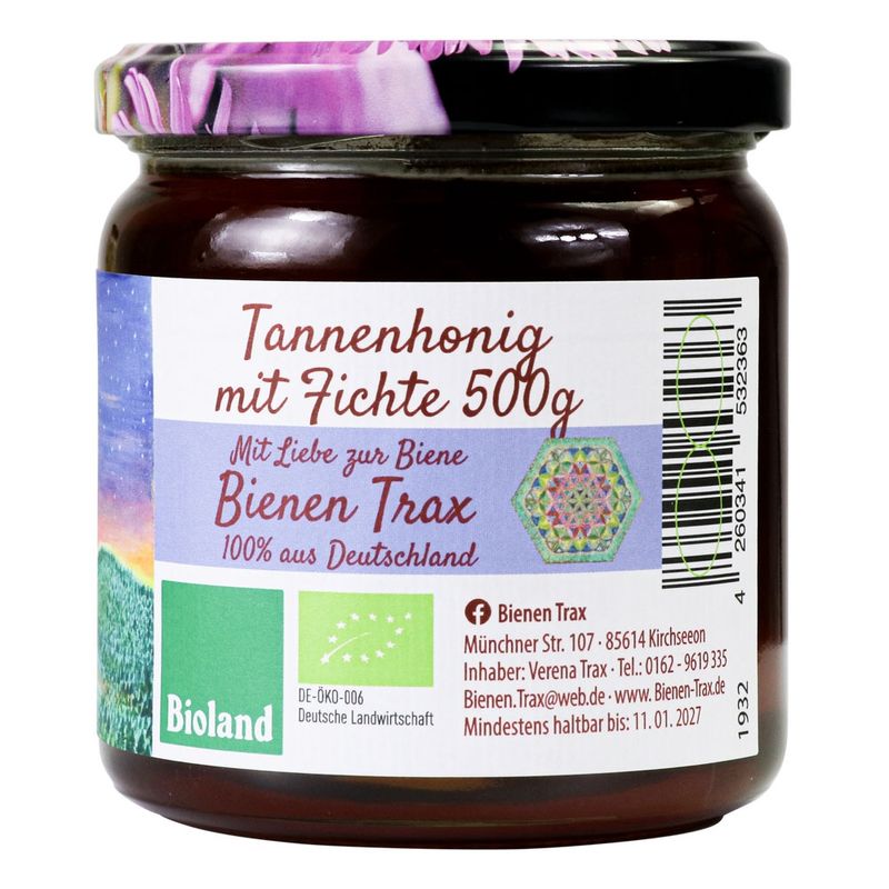 Familienimkerei Bienen-Trax KT6x Tannenhonig mit Fichtenanteil 500g - Produktbild