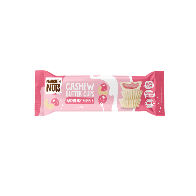 Naughty Nuts white Raspberry Rumble Nut Butter Cups, biovegan, 39g (3x13g) - Produktbild