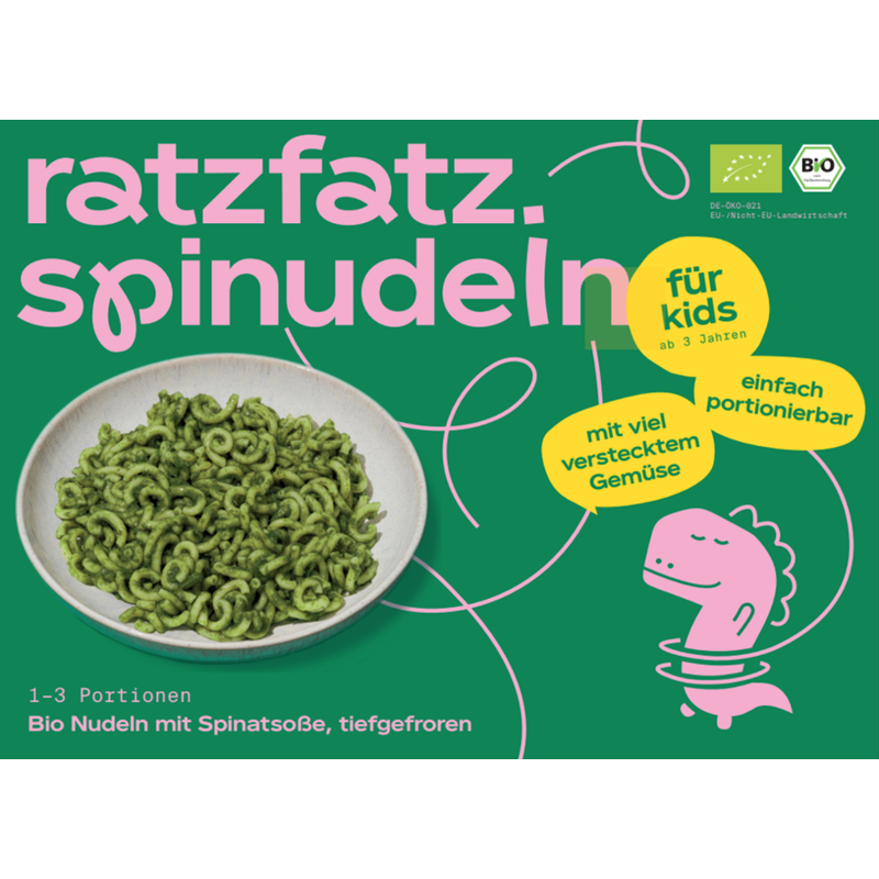 ratzfatz  Bio Nudeln mit Spinatsoße,  tiefgekühlt - Produktbild