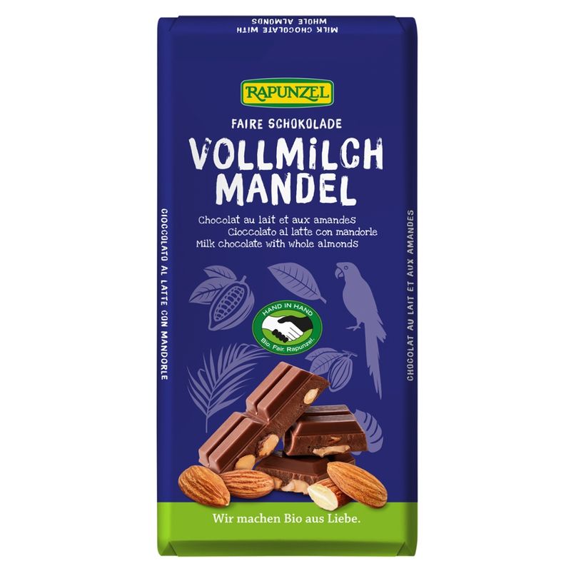 Rapunzel Vollmilch Schokolade mit ganzen Mandeln, HIH - Produktbild