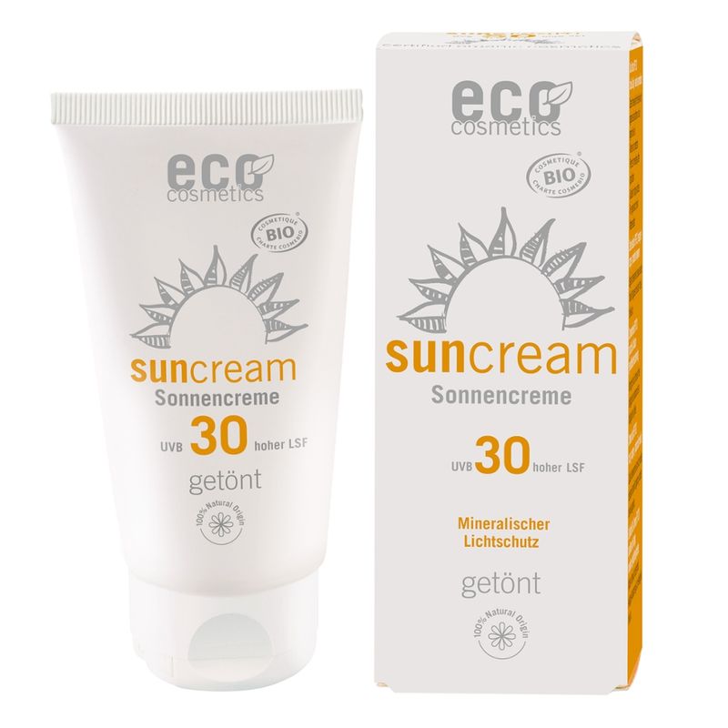 eco cosmetics Sonnencreme getönt LSF 30 mit Sanddorn und Olive - Produktbild