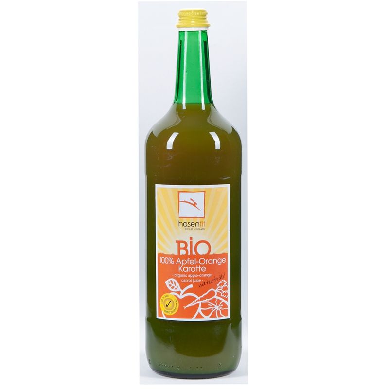 Hasenfit Bio Apfel-Orangen-Karottensaft naturtrüb 1L Mehrweg - Produktbild