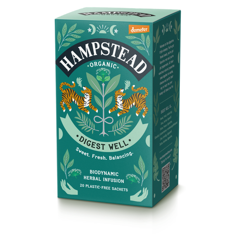 Hampstead Organic  Organic Demeter Digest Well Tea bags in plastic free packaging - Produktbild