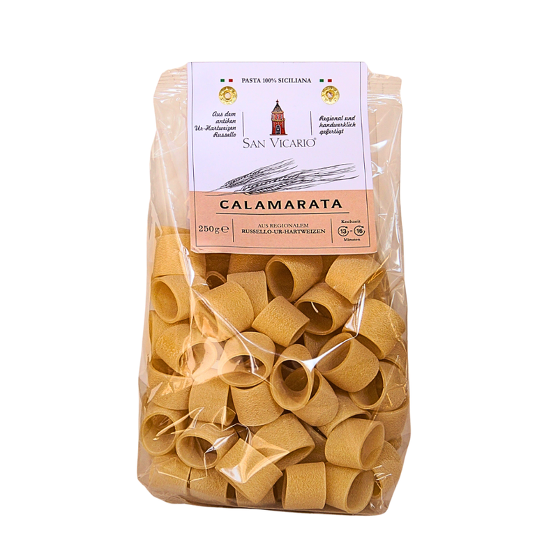 San Vicario Calamarata semola Pasta aus sizilianischem Russello-Ur-Hartweizen - Produktbild