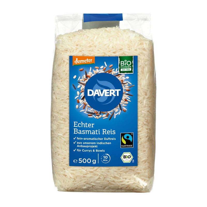Davert demeter Echter Basmati Reis weiß Fairtrade 500g - Produktbild