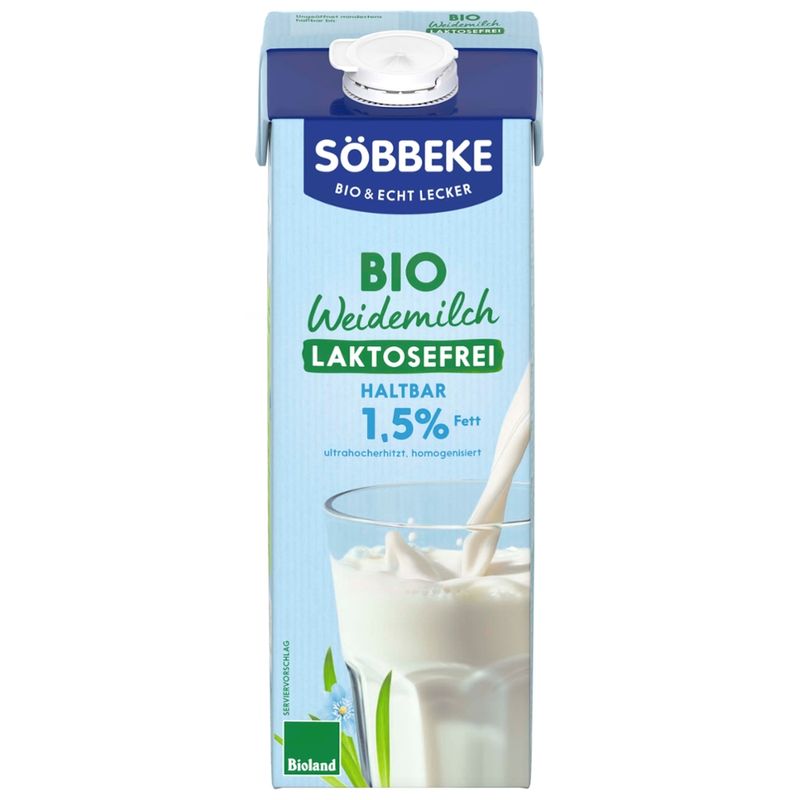 Söbbeke Haltbare Bio Weidemilch laktosefrei 1,5 % Fett - Produktbild
