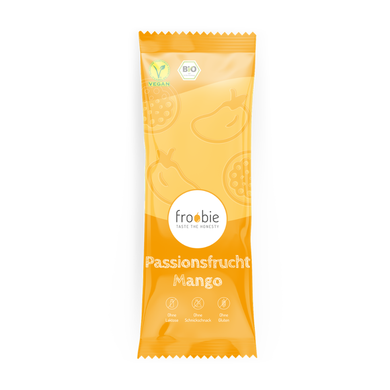 froobie froobie Bio Passionsfrucht-Mango Eis am Stiel, völlig natürlich und ohne künstliche Zusatzstoffe - Produktbild