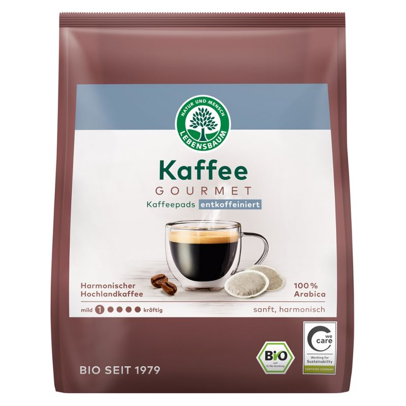 LEBENSBAUM Kaffee Gourmet, Kaffeepads, entkoffeiniert - Produktbild