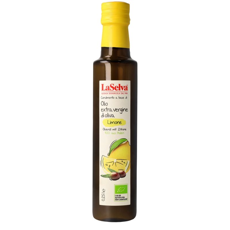 LaSelva Olivenöl mit Zitrone - Zubereitung aus nat.Olivenöl extra und Zitronen - Produktbild