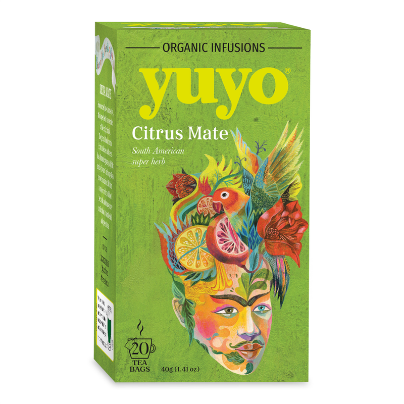 Yuyo YUYO CITRUS MATE - 20 Beutel - 6 Packungen in einer IP - Mate-Blätter aus dem Wald geerntet gemischt mit Zitrusaromen. Beschafft von Meta Mate, dem einzigen Unternehmen, das 100 % wilden Harvest Mate anbietet und die Regenic Forest unterstützt. - Produktbild